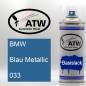 Preview: BMW, Blau Metallic, 033: 400ml Sprühdose, von ATW Autoteile West.